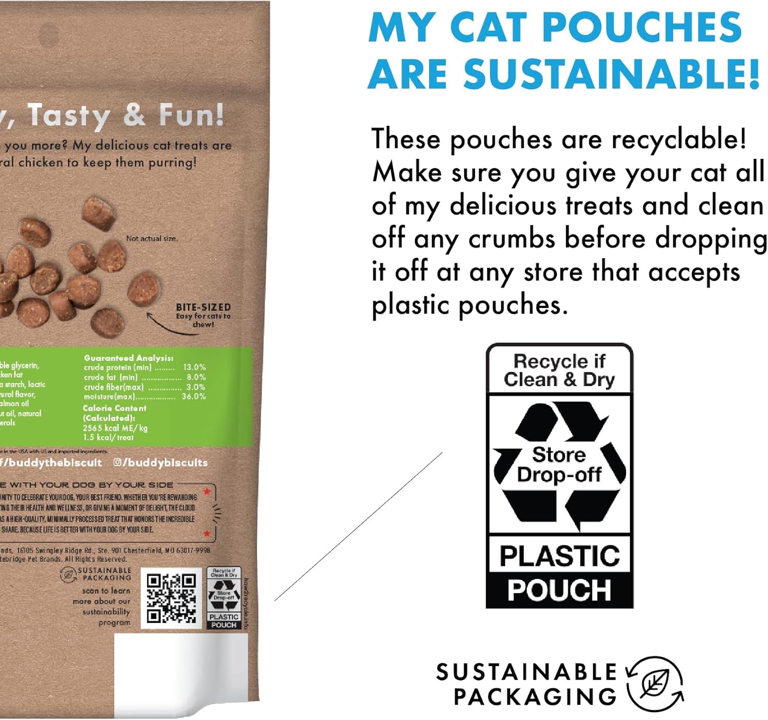 Grain Free Cat Treats, Soft & Chewy, No Added Gluten, Wheat, Corn or Soy
